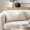 BlissBlush Pure White Decorative Lumbar Pillow Cover 14x24, Boho Accent Throw Pillow Case for Couch Sofa Bed, Modern Farmhouse Textured…