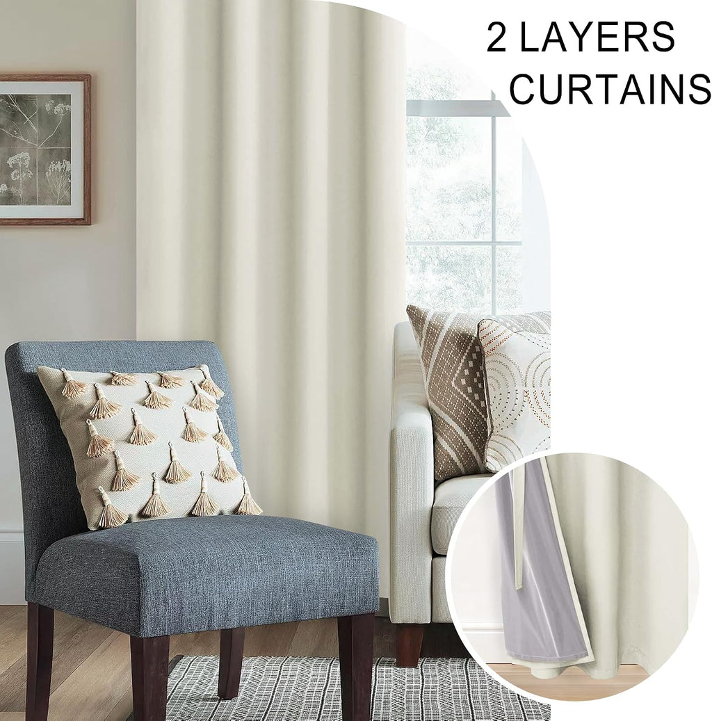 Xwzo 100% Blackout Window Curtains - Thermal Insulated & Completely Room Darkening Black Liner Window Treatment with Tiebacks for Bedroom/L…