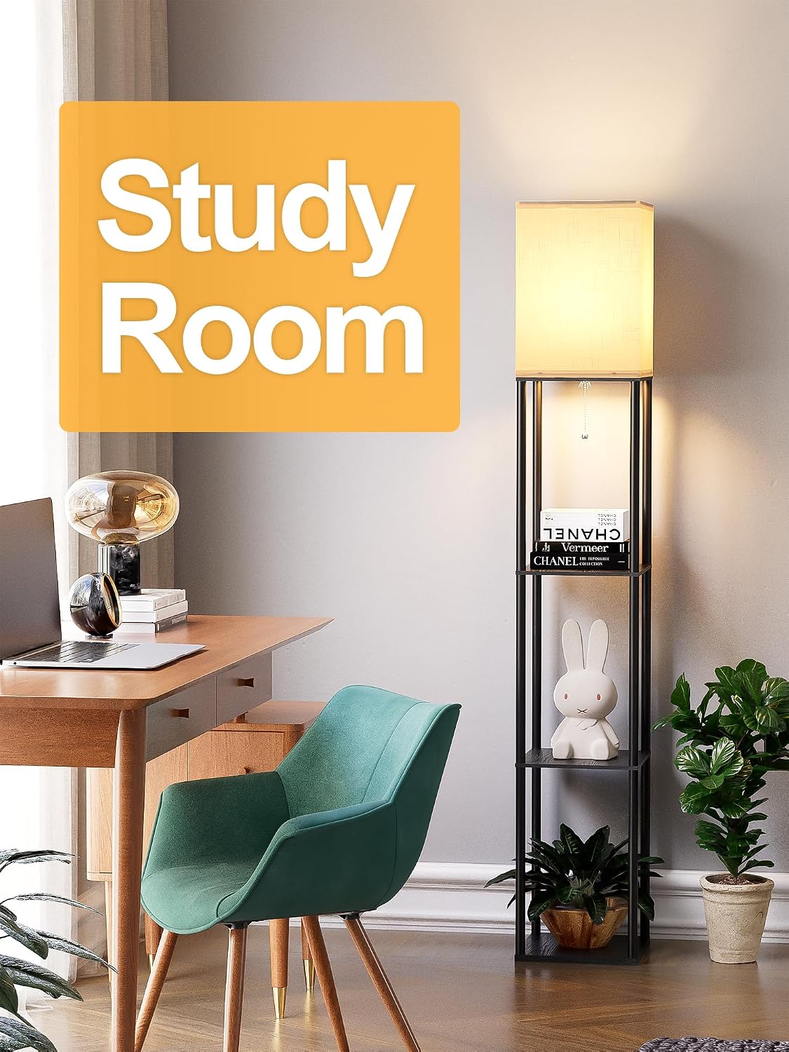Floor Lamp with Shelves for Living Room 2 Pack, Shelf Floor Lamp with 3 CCT LED Bulb, Corner Display Standing Column Lamp Etagere…