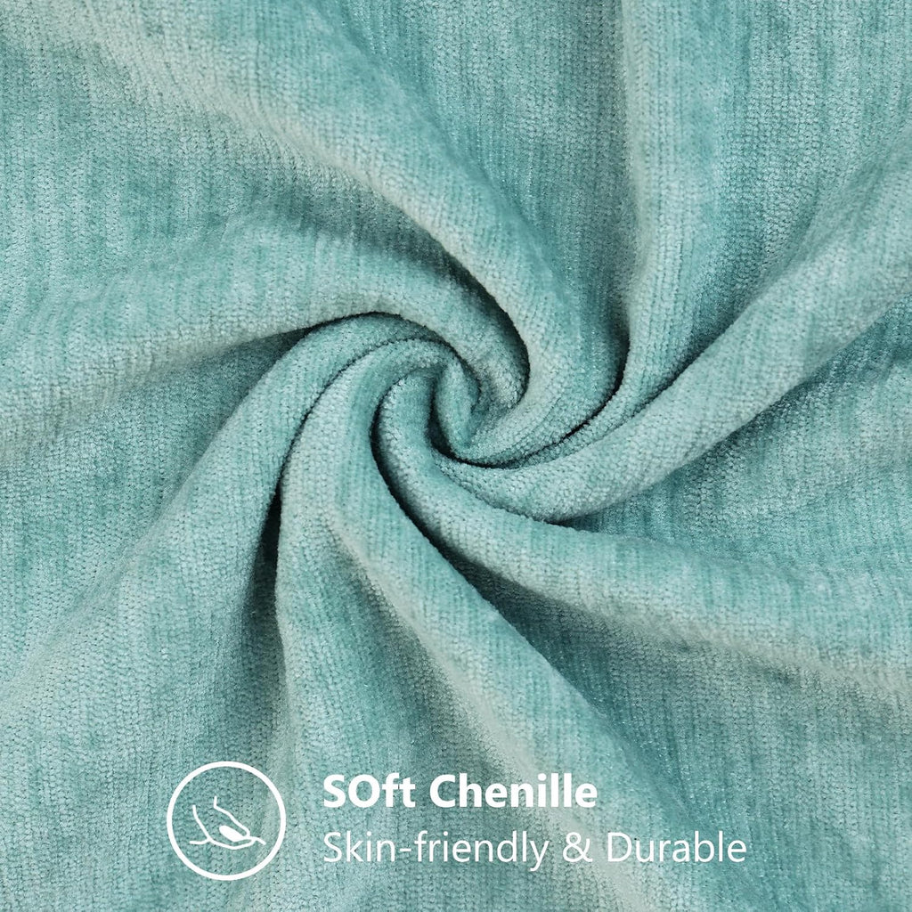 decorUhome Chenille Aqua Haze Throw Pillow Covers 18x18 Inch Set of 2, Decorative Soft Couch Pillow Covers Solid Dyed Accent Velvet Farmhou…