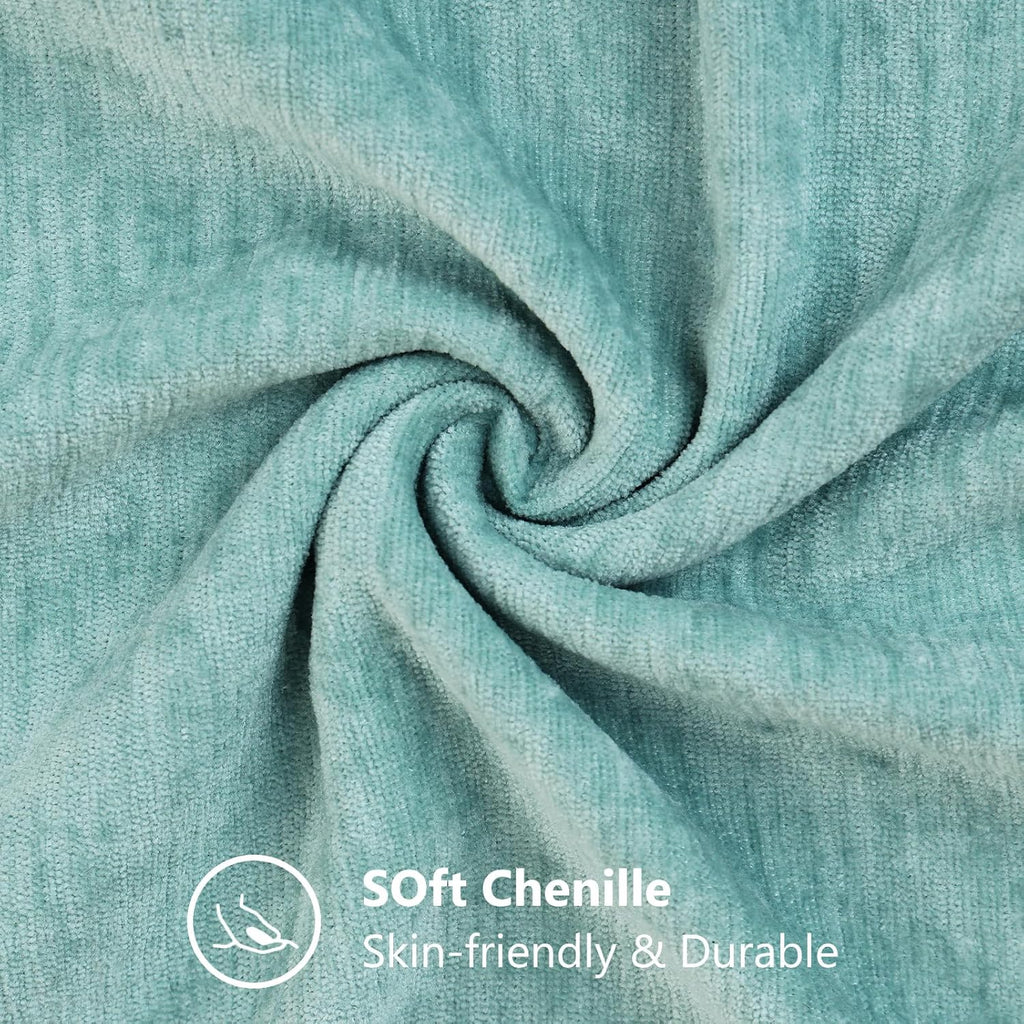 decorUhome Chenille Aqua Haze Throw Pillow Covers 12x20 Inch Set of 2, Decorative Soft Couch Pillow Covers Solid Dyed Accent Farmhouse Neut…
