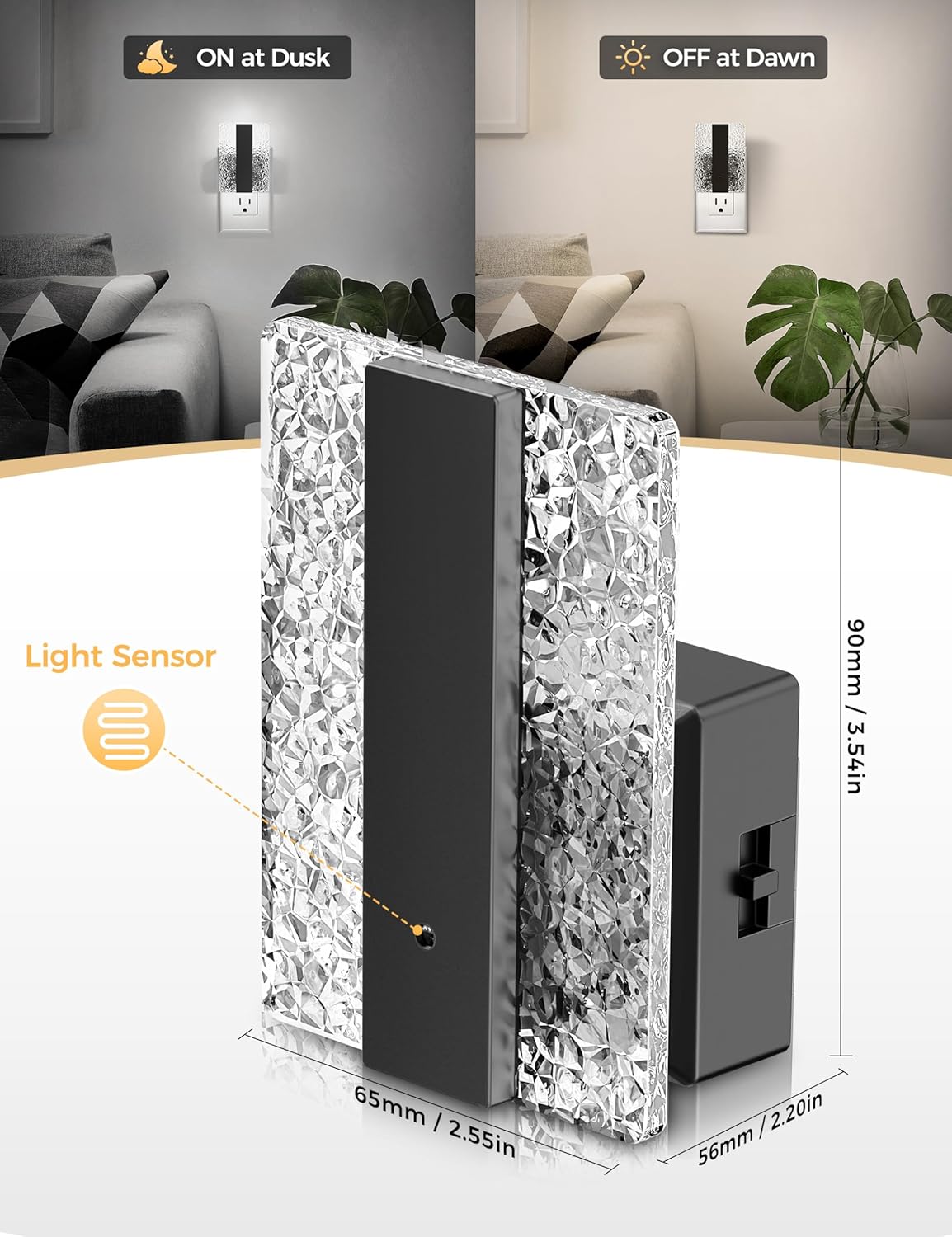 DORESshop LED Night Lights Plug Into Wall, Decorative Night Light with Dusk-to-Dawn Sensor, Dimmable Nightlights, Adjustable Brightness Nig…