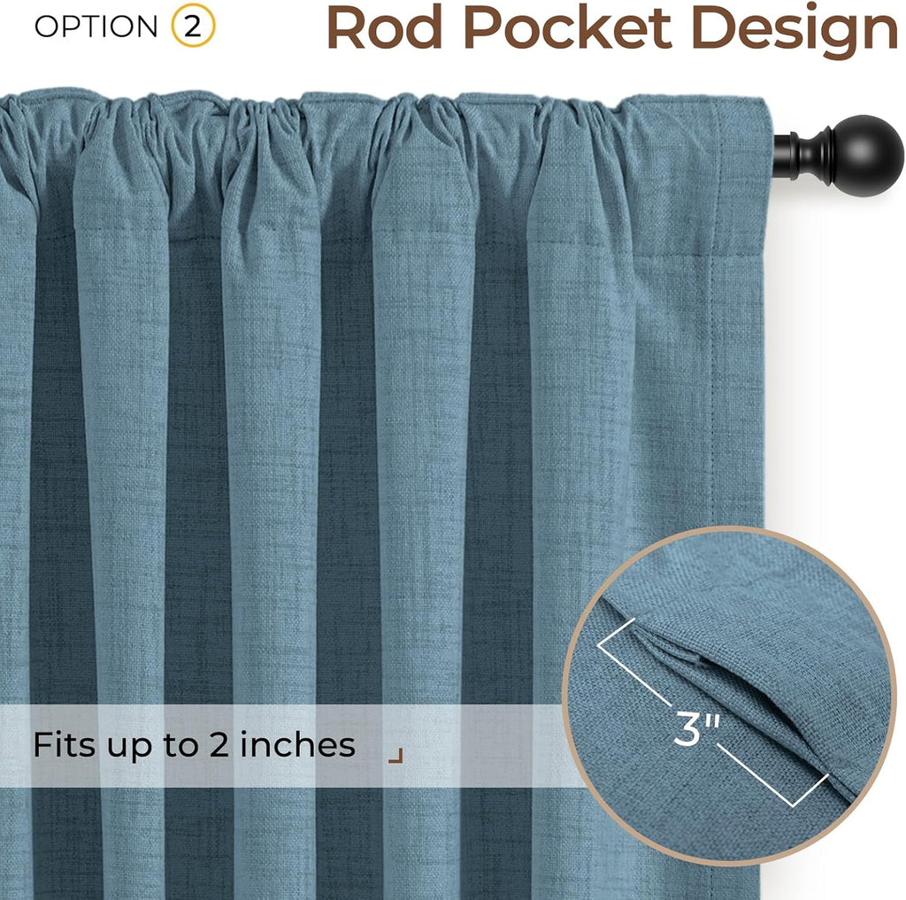 Inovaday 100% Blackout Curtains 108 Inches Length 2 Panels Set, Back Tab/Rod Pocket Linen Black Out Curtains for Bedroom, Thermal Insulated…