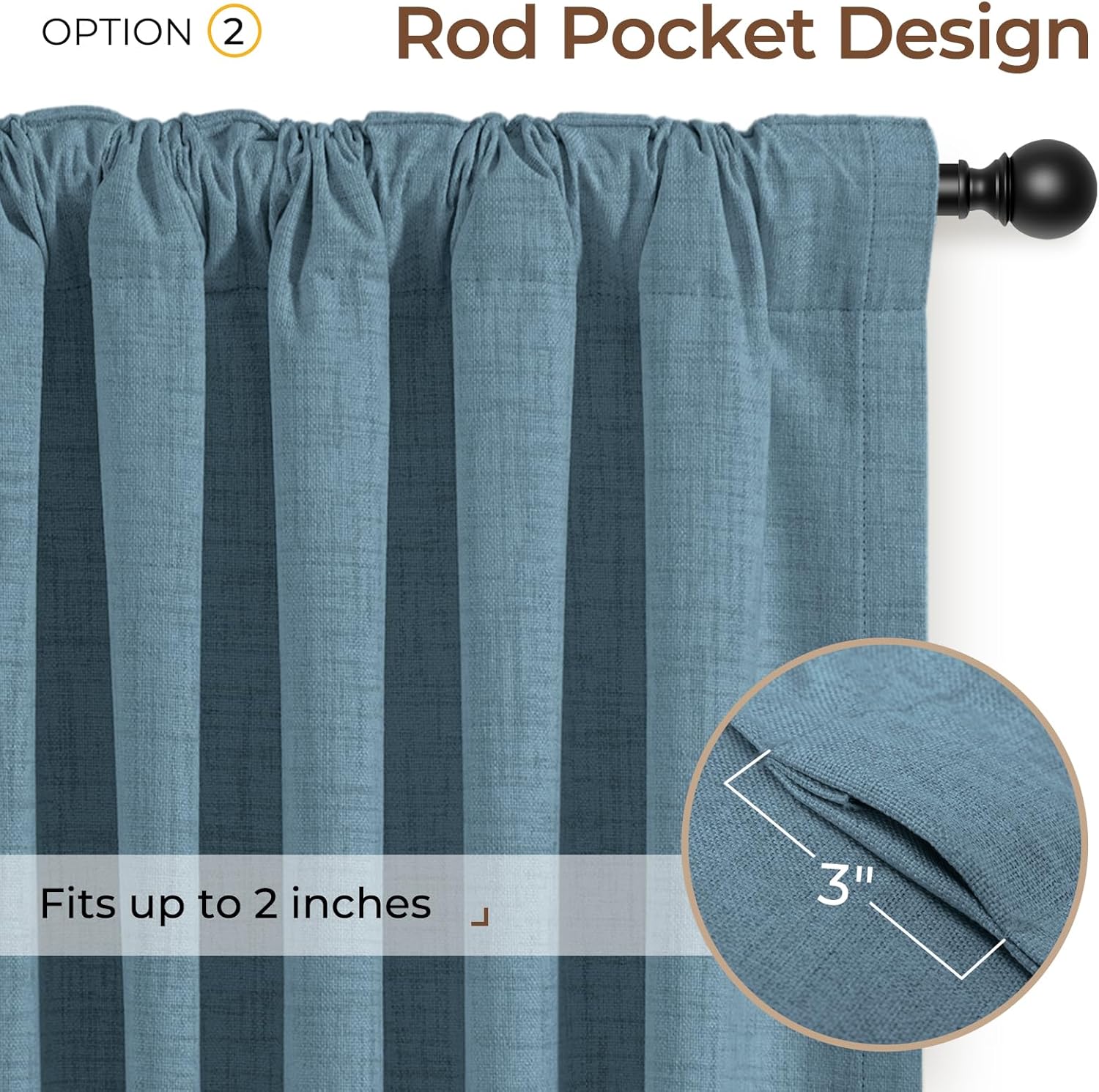 Inovaday 100% Blackout Curtains 96 Inches Length 2 Panels Set, Back Tab/Rod Pocket Linen Black Out Curtains for Bedroom, Thermal Insulated…