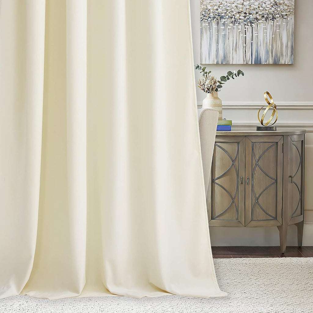 Rybhome RYB HOME Ivory Velvet Curtains for Bedroom Living Room, Thermal Insulated Privacy UV Heat Blocking Luxurious Drapes for Nursery Din…