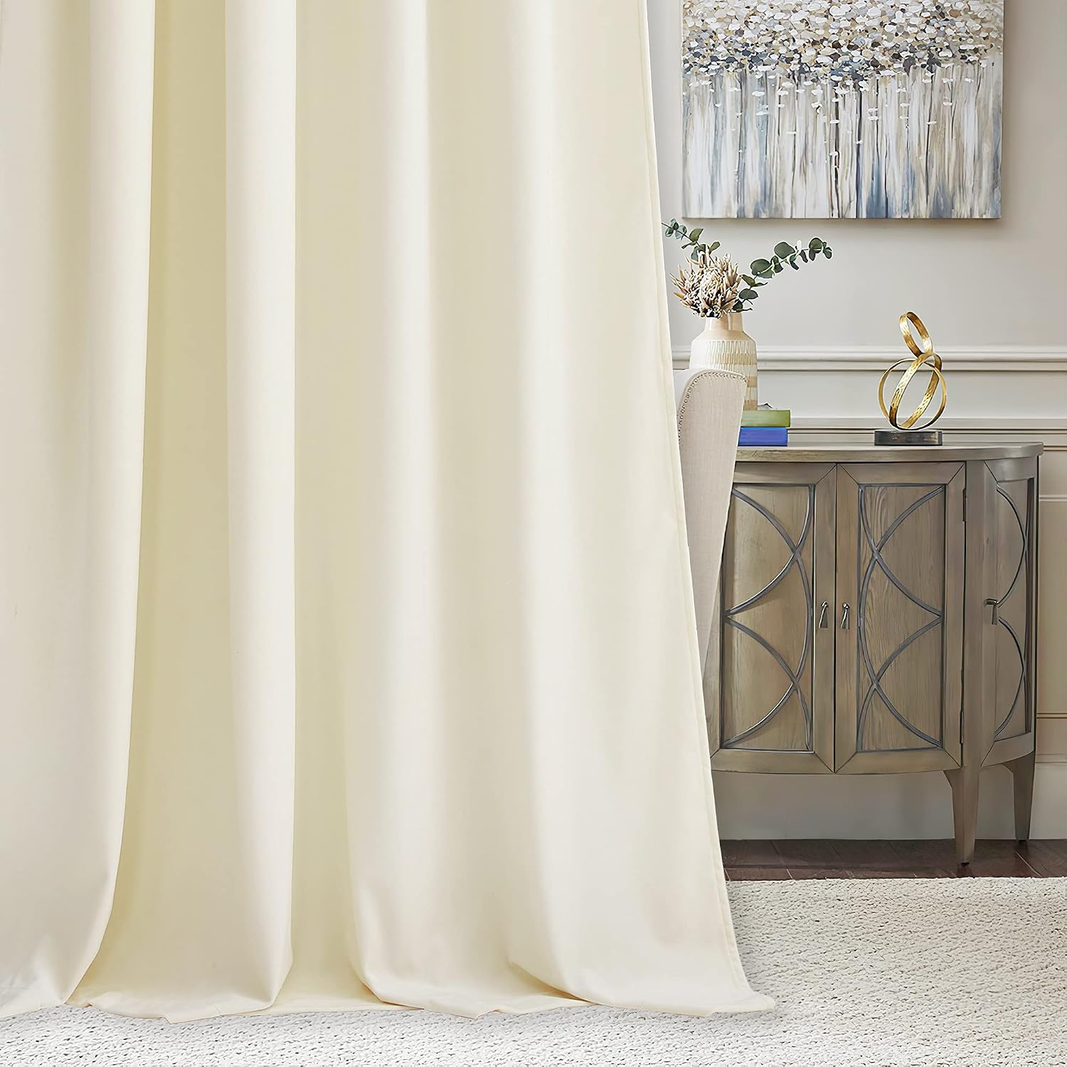 Rybhome RYB HOME Ivory Velvet Curtains for Bedroom Living Room, Thermal Insulated Privacy UV Heat Blocking Luxurious Drapes for Nursery Din…