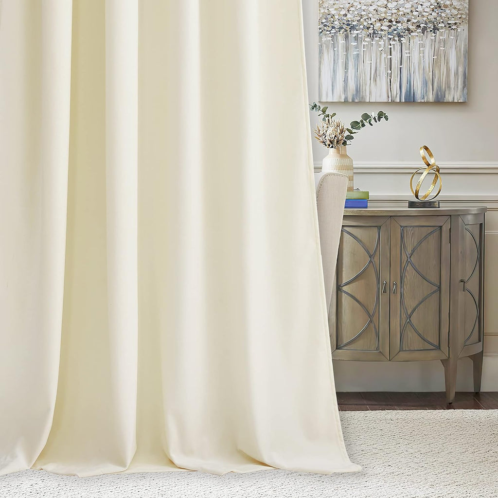 Rybhome RYB HOME Ivory Velvet Curtains for Bedroom Living Room, Thermal Insulated Privacy UV Heat Blocking Luxurious Drapes for Nursery Din…