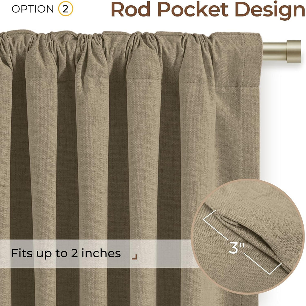 Inovaday 100% Blackout Curtains 84 Inches Length 2 Panels Set, Back Tab/Rod Pocket Linen Black Out Curtains for Bedroom, Thermal Insulated…