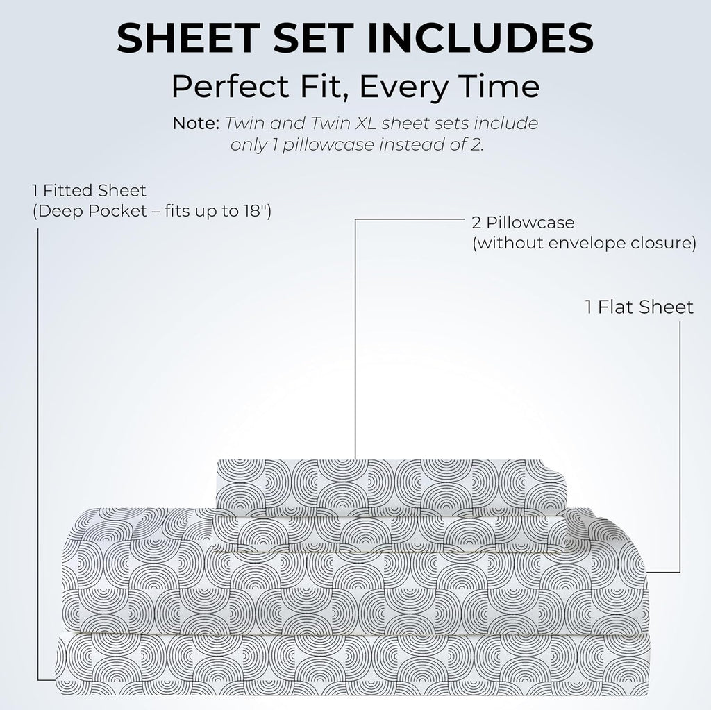 California King Fitted Sheet with 18" Deep Pockets, Flat Sheet - Percale Weave Natural - Breathable 100% Cotton Bedding, 1 Fitted Sheet +…
