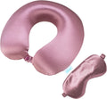 Bliss Neck Pillow Set - Lightweight U-Shaped Memory Foam Satin Travel Neck Pillow with Snap Closure and Matching Eye Mask for Airplane…