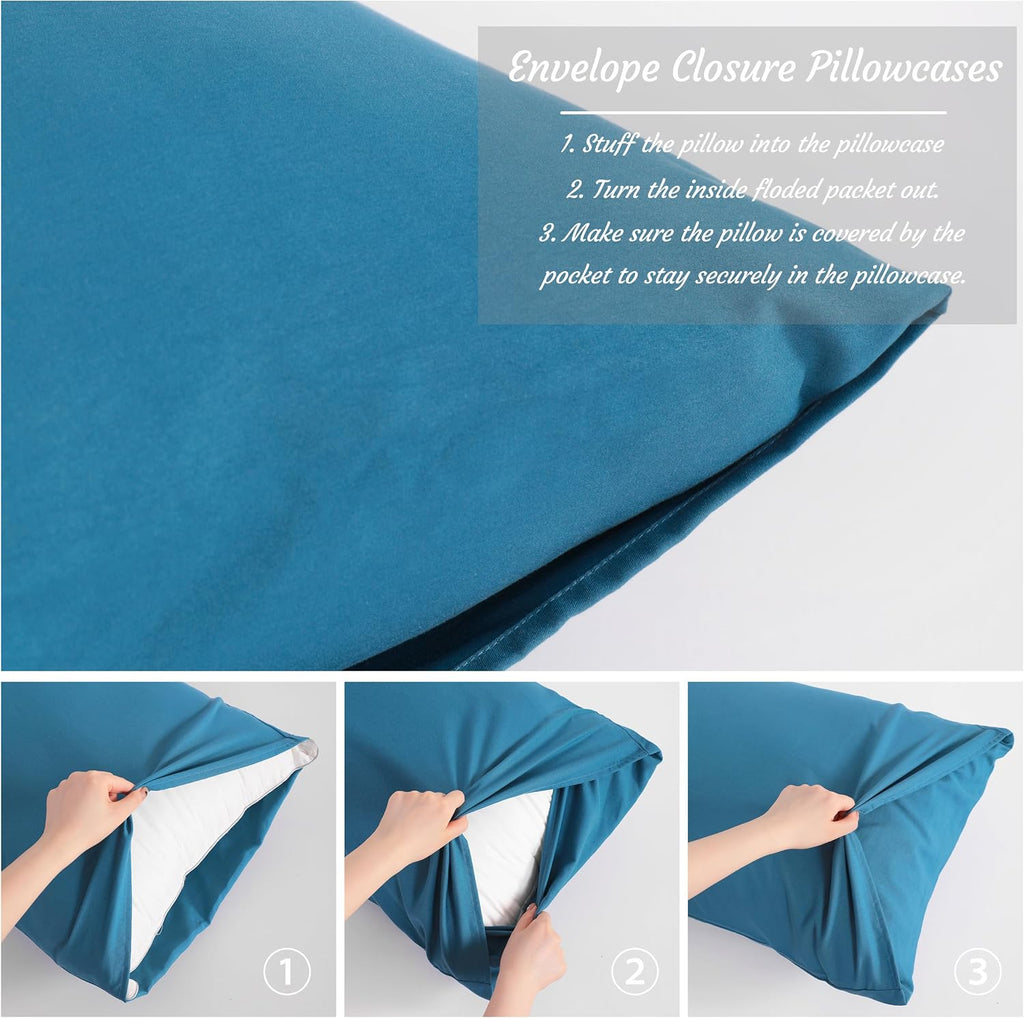 Ntbay King Pillow Cases Set of 2, 2 Pack Brushed Microfiber 20x36 Pillow Cases, Soft, Wrinkle, Fade, Stain Resistant Teal Blue Pillow Cases…