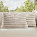 decorUhome Summer Cozy Faux Fur Throw Pillow Covers 12x20 Set of 2 Decorative Soft Plush Striped Lumbar Modern Farmhouse Boho Couch Pillow…