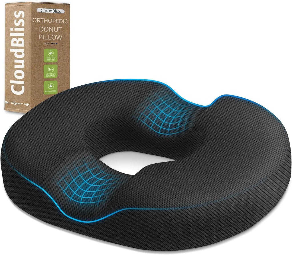 CloudBliss Donut Pillow Seat Cushion Chair Pad for Tailbone and Hemorrhoids, Memory Foam Seat Chair Cushion for Postpartum Pregnancy, Seat…