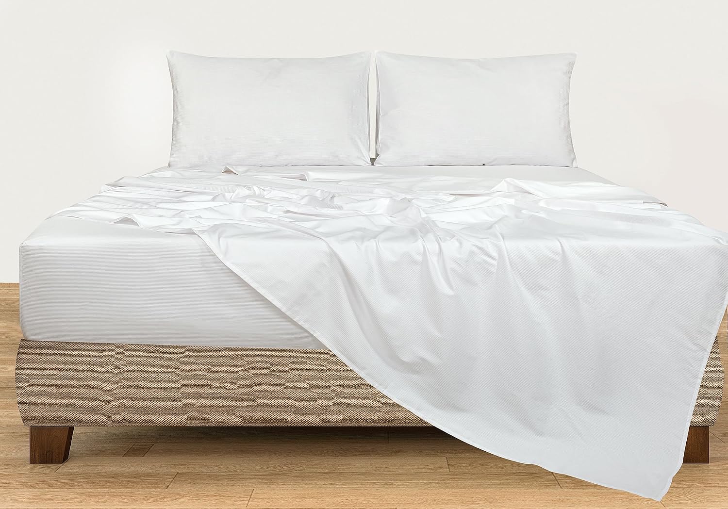 Royalelinens ROYALE LINENS 300 Thread Count 100% Long Staple Combed Cotton Stripe Sheet Set - 4 Piece Full Bed Sheets - 1 Fitted, 1 Flat, 2…