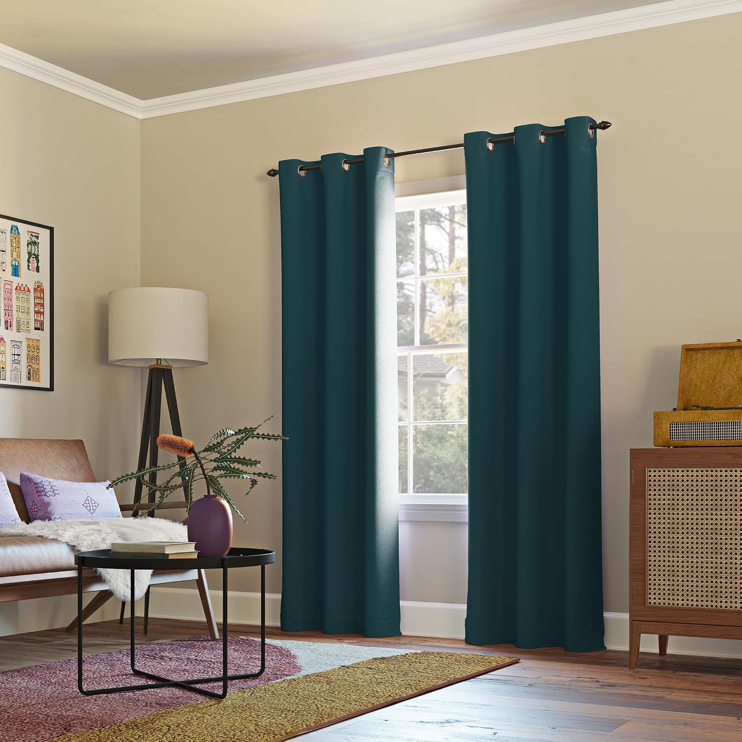 Sun Zero Easton Energy Saving Blackout Grommet Curtain Panel, 40" x 54", Teal