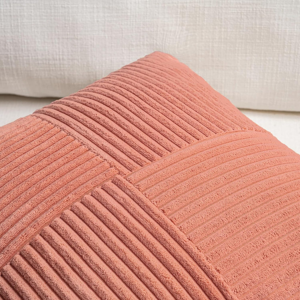 Fancy Homi 2 Packs Coral Decorative Throw Pillow Covers 22x22 Inch for Living Room Couch Bed, Rustic Farmhouse Boho Home Decor, Soft…