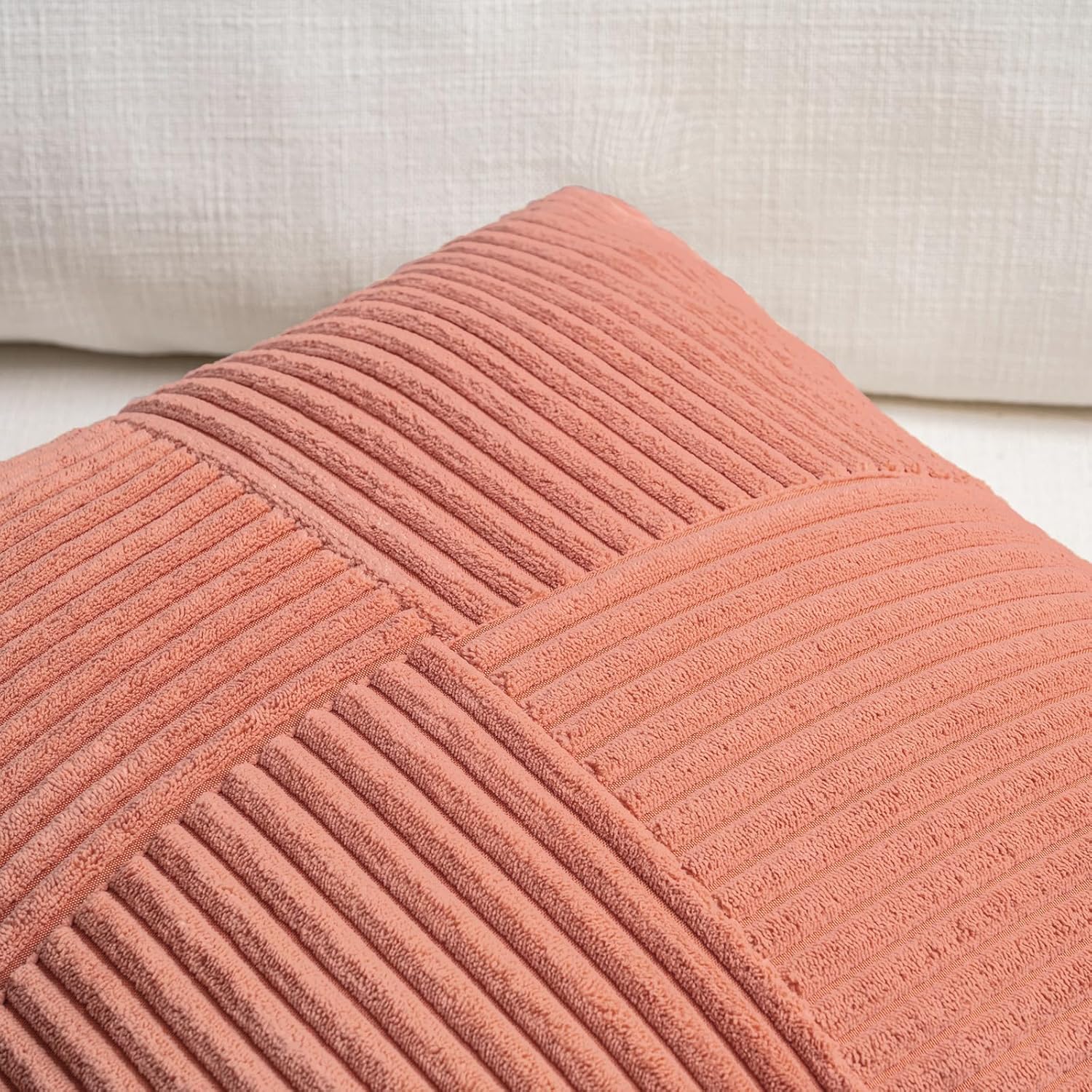 Fancy Homi 2 Packs Coral Decorative Throw Pillow Covers 22x22 Inch for Living Room Couch Bed, Rustic Farmhouse Boho Home Decor, Soft…