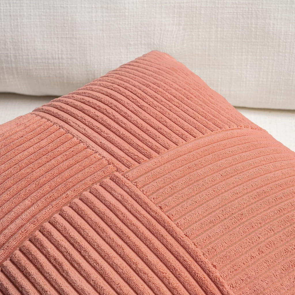 Fancy Homi 2 Packs Coral Decorative Throw Pillow Covers 20x20 Inch for Living Room Couch Bed Sofa, Rustic Farmhouse Boho Home Decor, Soft…