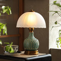 Glivpny Vintage Table Lamp for Living Room,16" Mid Century Modern Ceramic Lamps for Bedroom, Retro Bedside Nightstand Mushroom Glass…