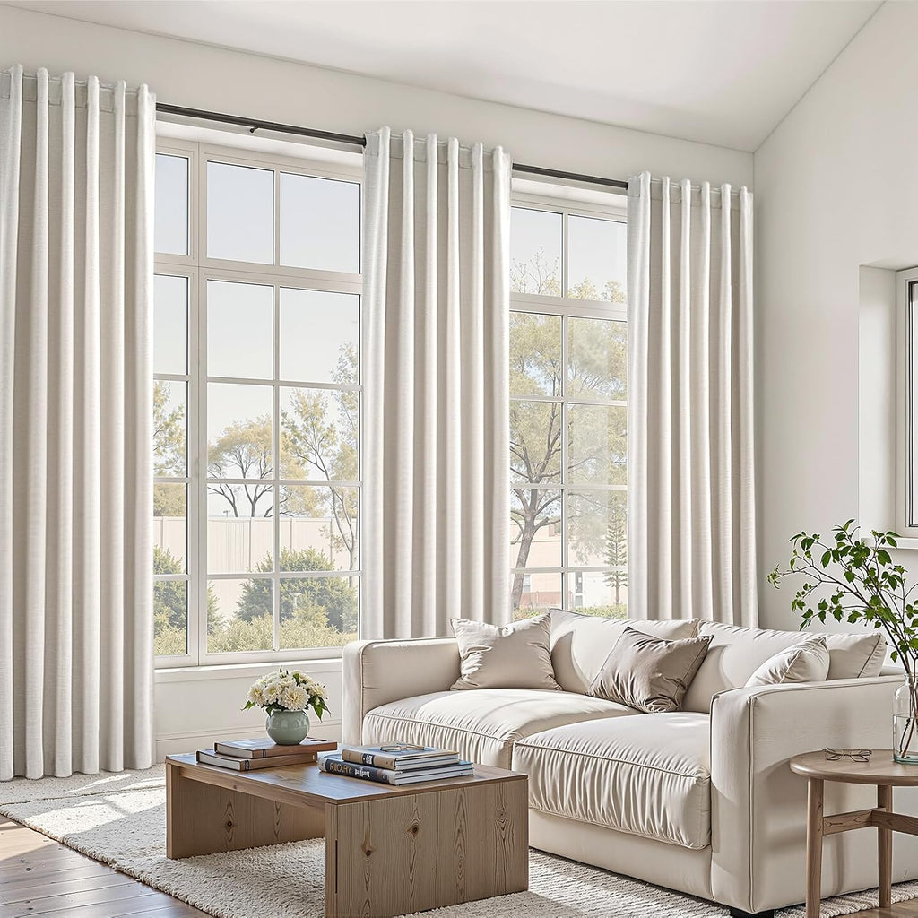 Topfinel 108 Inch Extra Long Ivory Birch Curtains for Living Room 100% Blackout Insulating Sound Proof Wide Drapes for Window Treatments Cu…