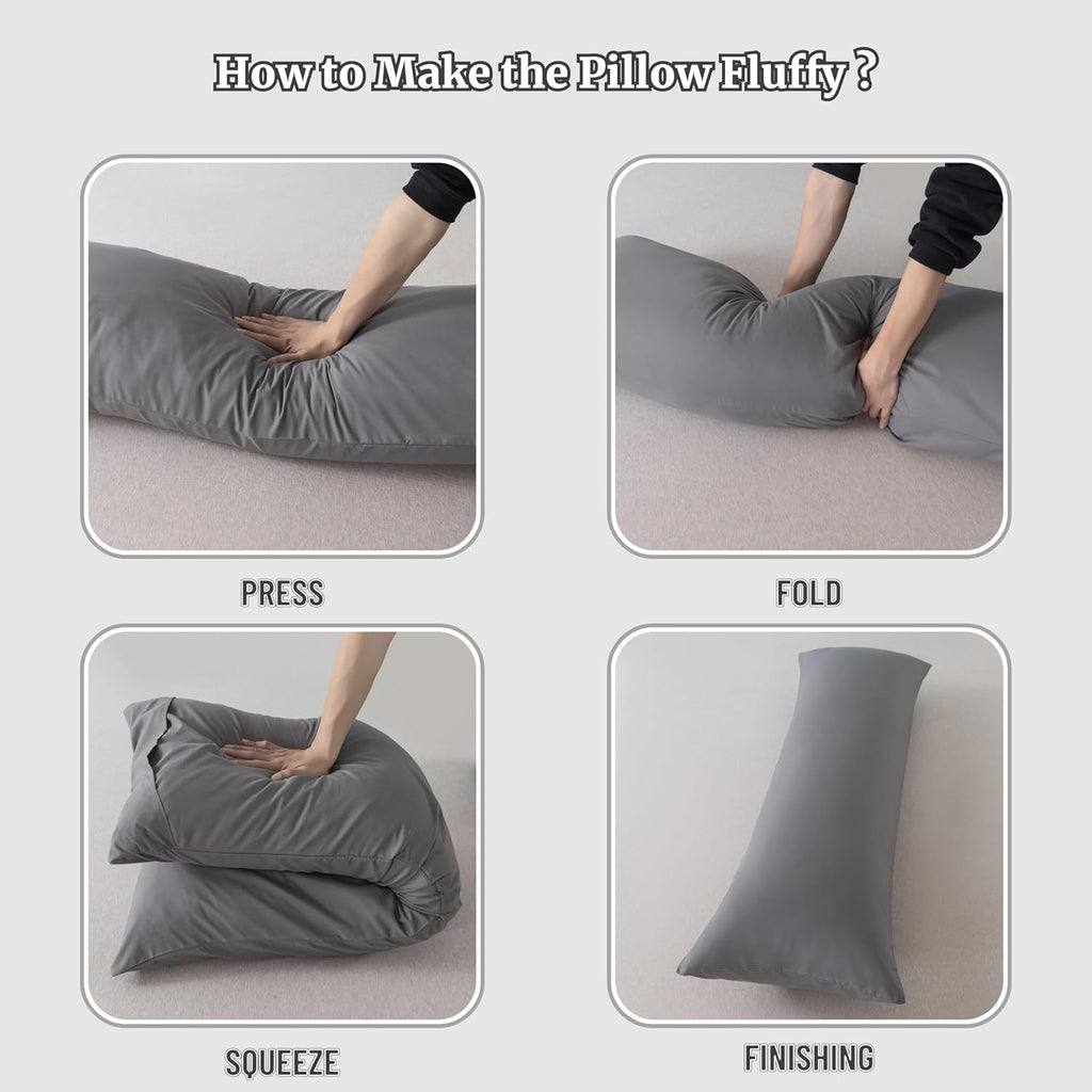 Ubauba Memory Foam Body Pillow with Cover, Full Large Body Pillows Insert for Adults with Envelope Closure Pillowcase, Firm & Fluffy Long…