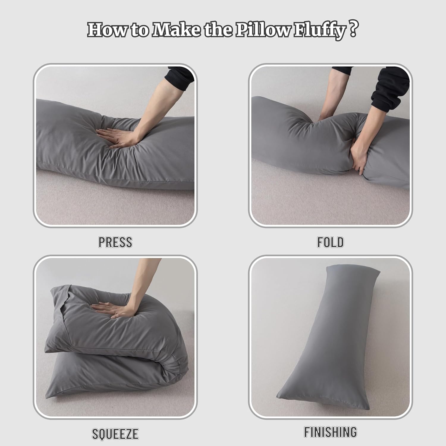Ubauba Memory Foam Body Pillow with Cover, Full Large Body Pillows Insert for Adults with Envelope Closure Pillowcase, Firm & Fluffy Long…