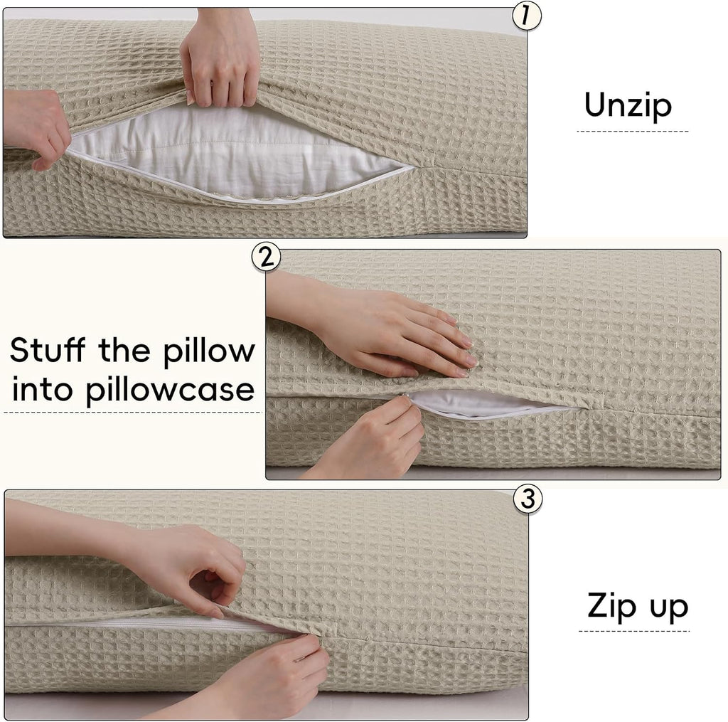 Phf Ultra Soft Waffle Weave Body Pillowcase with Zipper, No Insert, 1Pack 20" x 54" Pillow Sham, Breathable & Skin-Friendly Body Pillow cas…