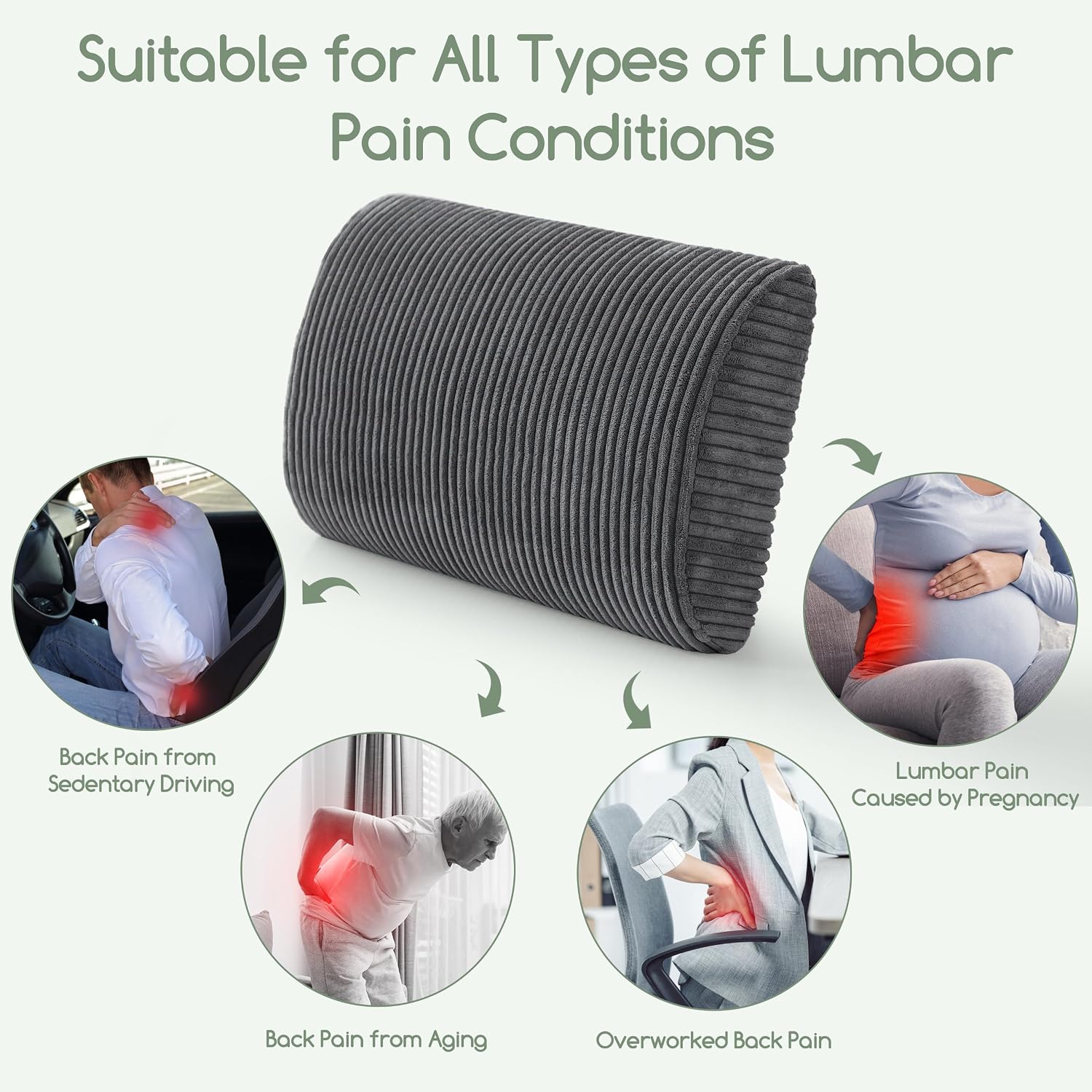 Higogogo Lumbar Support Pillow for Recliner Chair/Accent Chair/Couch, Large Memory Foam Back Support Cushion for Elderly, Recliner Cushions…