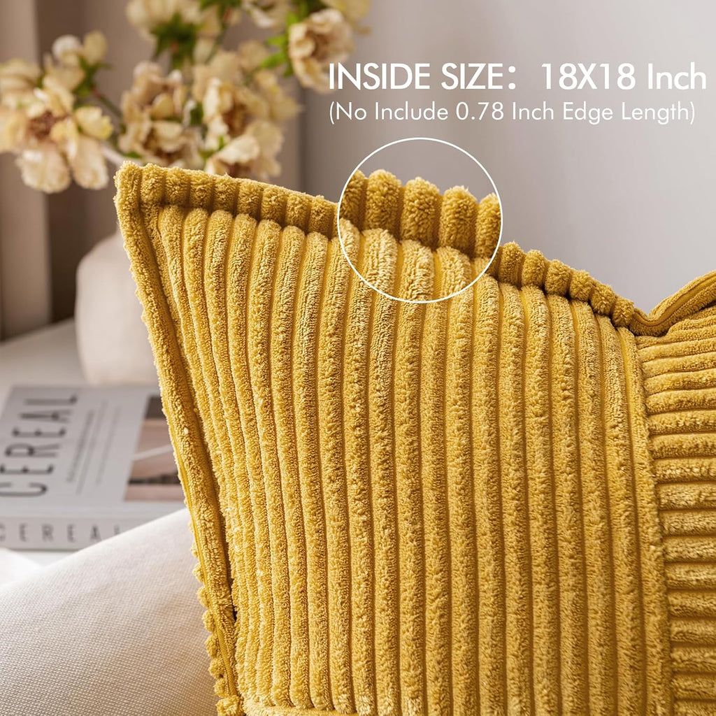 MIULEE Decorative Throw Pillow Covers for Couch Bed Livingroom 18x18 Inch Set of 2 Fall Mustard Yellow Boho Accent Throw Pllows Broadside…