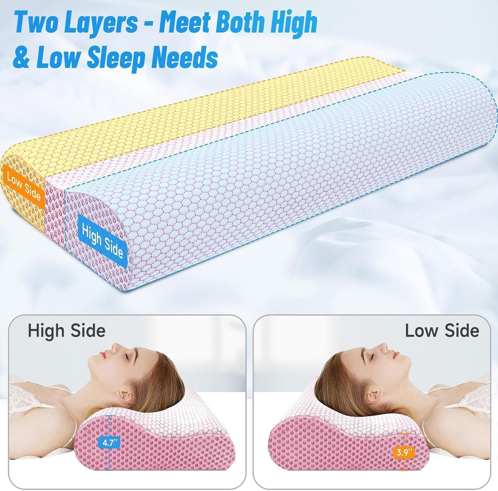 CloudBliss Memory Foam Pillow, Ergonomic Neck Contour Cervical Pillow for Back and Shoulder Pain, Orthopedic Pillow for Neck, for Sleeping…