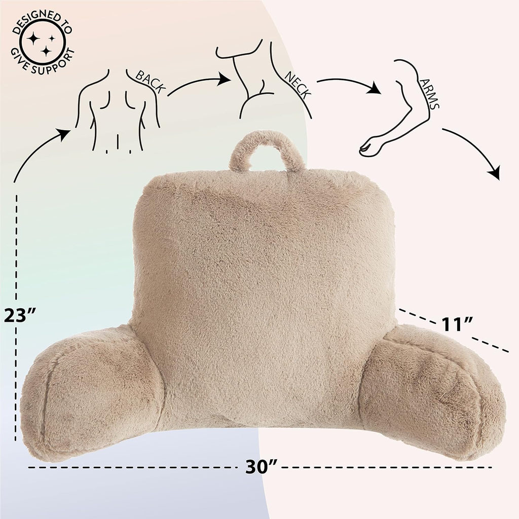 Urban Lifestyle Rabbit Faux Fur Backrest Pillow, Taupe