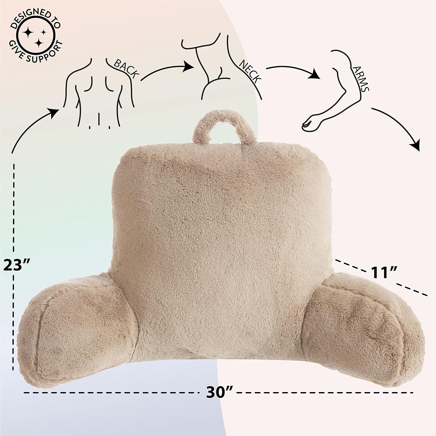 Urban Lifestyle Rabbit Faux Fur Backrest Pillow, Taupe