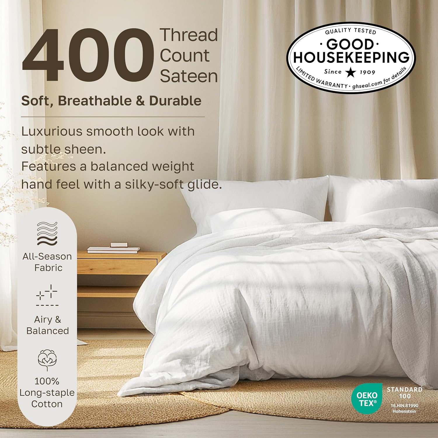 CaliforniaDesignDen California Design Den King Size Pillowcase Set - 400 Thread Count, 100% Cotton Sateen, Set of 2 Pillow Covers, Soft and…