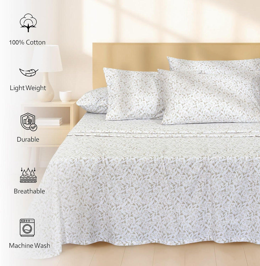 Ruvanti 100% Cotton Percale Sheets California King Size 6 Piece Set, Cooling Bed Sheets for Hot Sleepers, Deep Pocket 14”, Breathable Light…