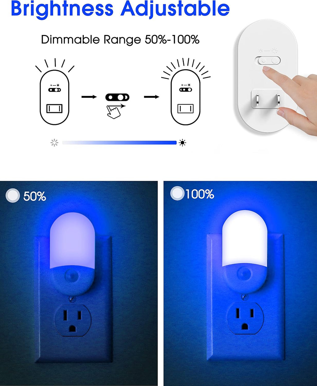 L LOHAS LED Blue Night Light, Night Lights Plug into Wall[2 Pack], 0.6W LED Nightlight, Dusk to Dawn Sensor, 30/60LM Adjustable…