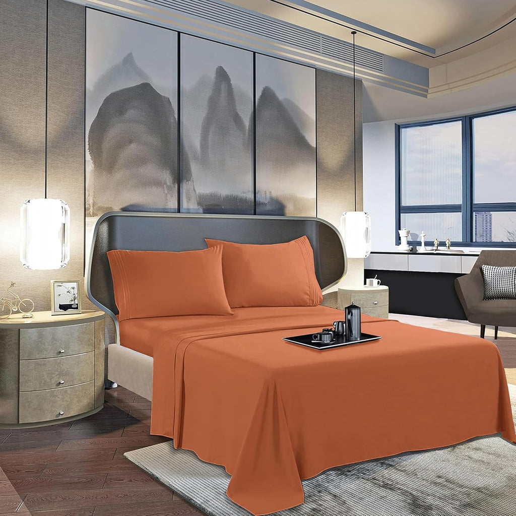 MocassiLuxuryBedding Mocassi Queen Sheet Set - Luxury Hotel 1800 Premier Bedding Sheets & Pillowcases - Ultra Soft Breathable & Cooling Bed…