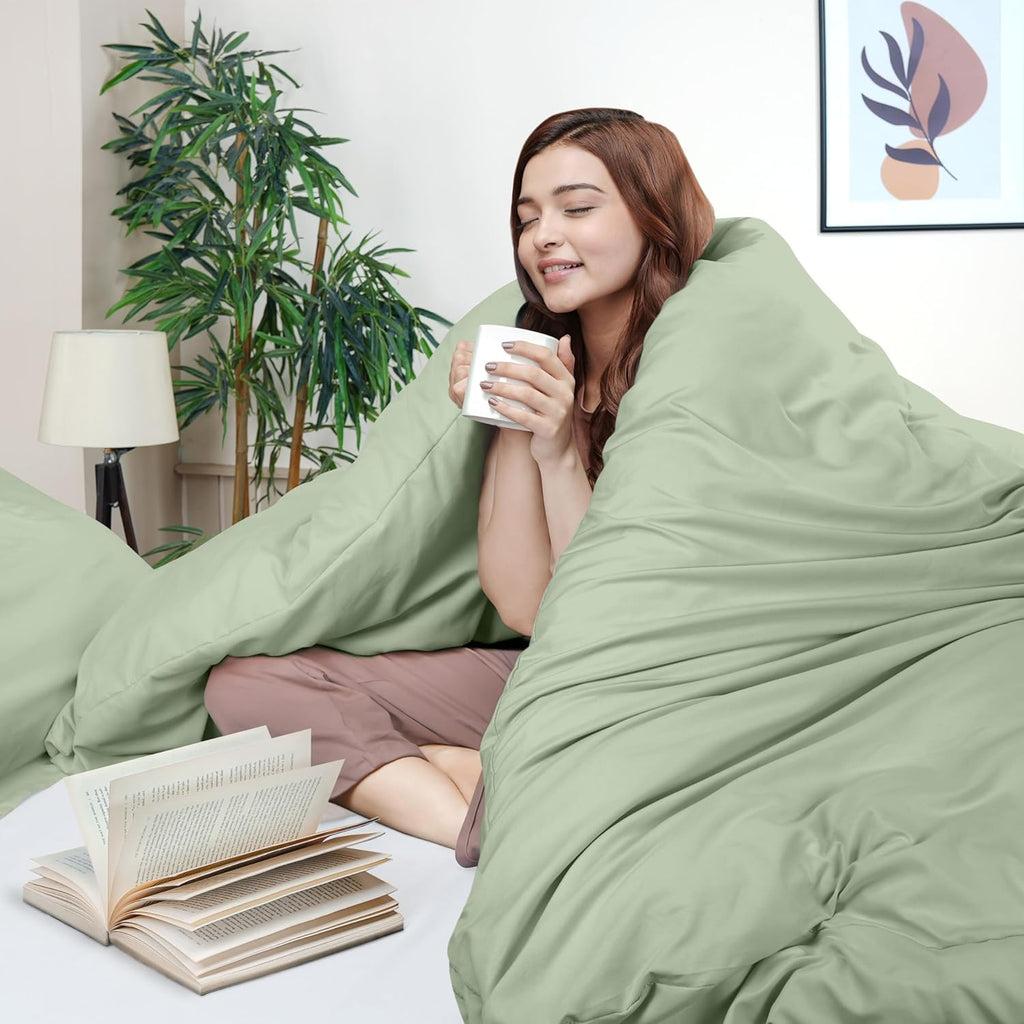 Utopia Bedding Duvet Cover Queen Size - 3 Piece with Zipper Closure - 1 Comforter Cover 90X90 Inches & 2 Pillow Shams 20X26 Inches (Sage)…