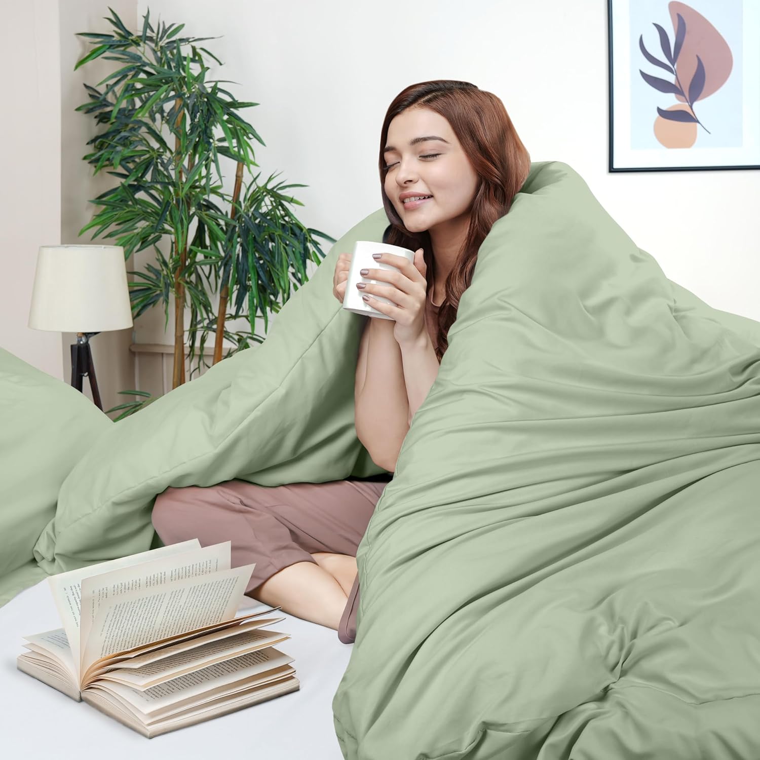 Utopia Bedding Duvet Cover Queen Size - 3 Piece with Zipper Closure - 1 Comforter Cover 90X90 Inches & 2 Pillow Shams 20X26 Inches (Sage)…