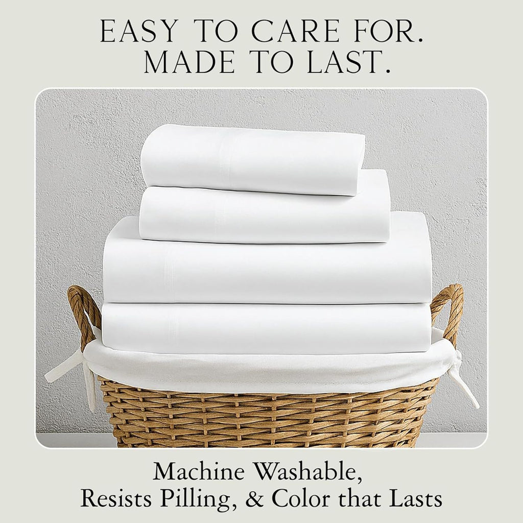 KARISSA MAE Pure Viscose from Bamboo Queen Size Sheet Set | 100% FSC Certified | Luxuriously Soft | Cooling | 18" Deep Pocket w/Corner…