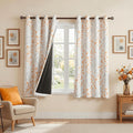 Meetsky 95% Blackout Curtains for Bedroom - Orange Curtains 63 inch Length Leaf Patterned for Living Room, Thermal Insulated Nursery Drapes…
