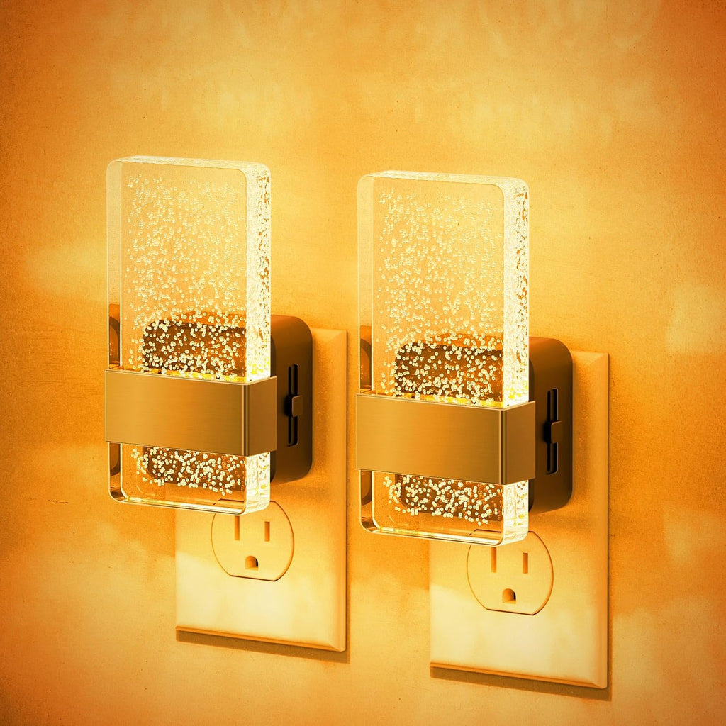JandCase Night Lights Plug into Wall, Dusk to Dawn Sensor, 2000K Amber Warm White LED, Acrylic Bubble Design, 0-100lm Adjustable…