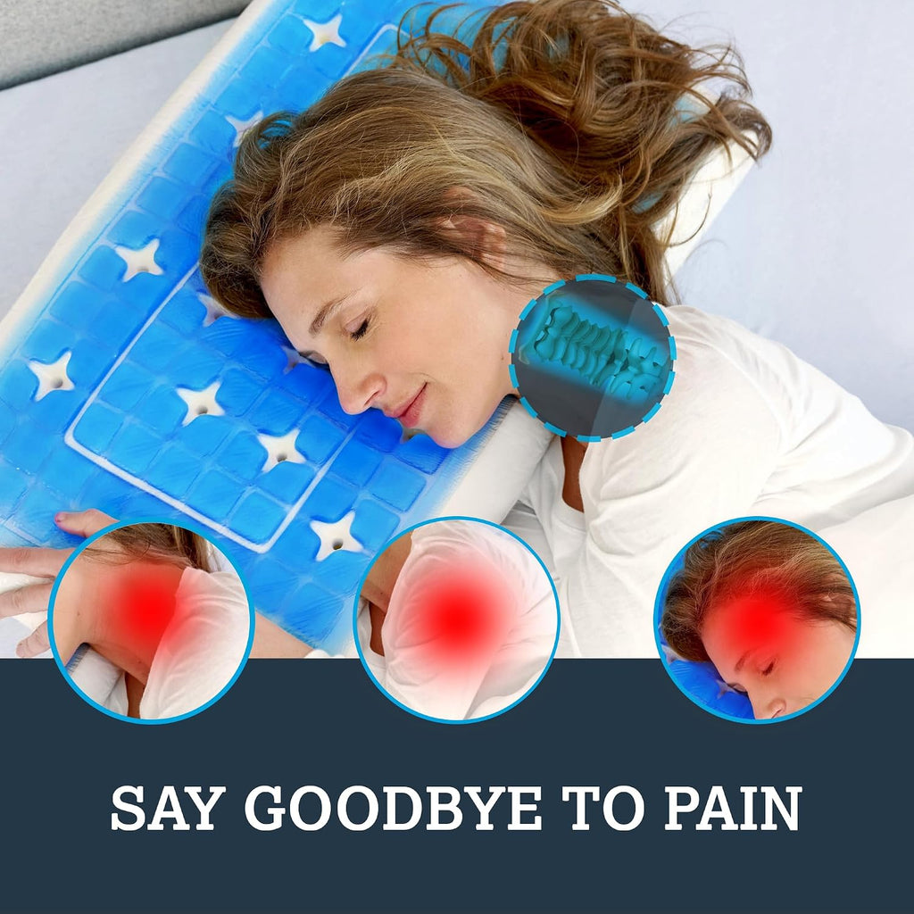 Technogel Anatomic Cooling Gel Pillow – Dual-Height (5.5" & 4.5") Cervical Spine Support, Memory Foam Base, Pillow for Neck, Washable Cove…