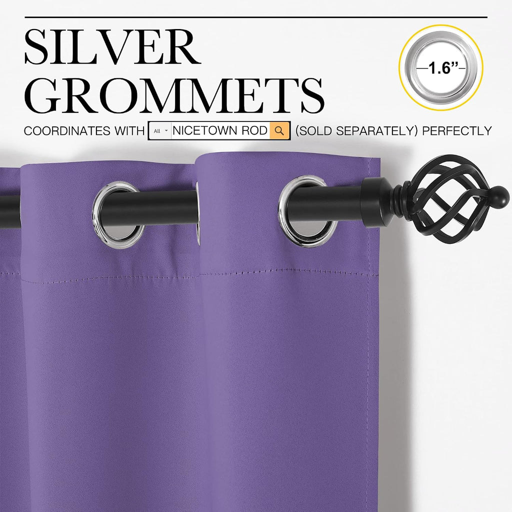 NICETOWN Bedroom Curtain Panels Blackout Draperies, Thermal Insulated Solid Grommet Blackout Curtains/Drapes (Lilac Purple, 1 Pair, 55 by…