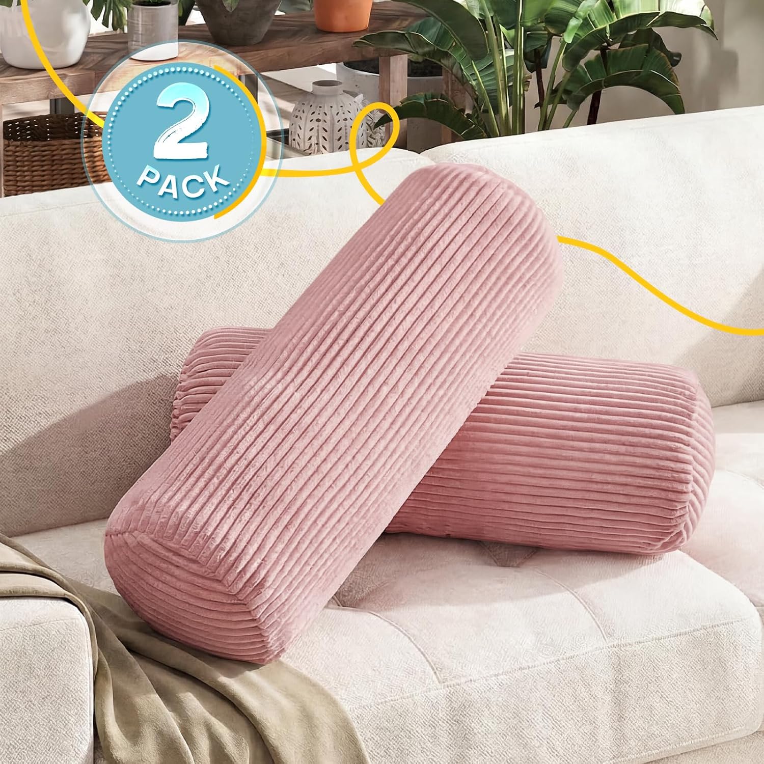 1 MIDDLE ONE Body Pillow, Memory Foam Body Pillows for Adults Sleeping, Decorative Bolster Pillow for Couch and Bed, Long Cylinder Tube…
