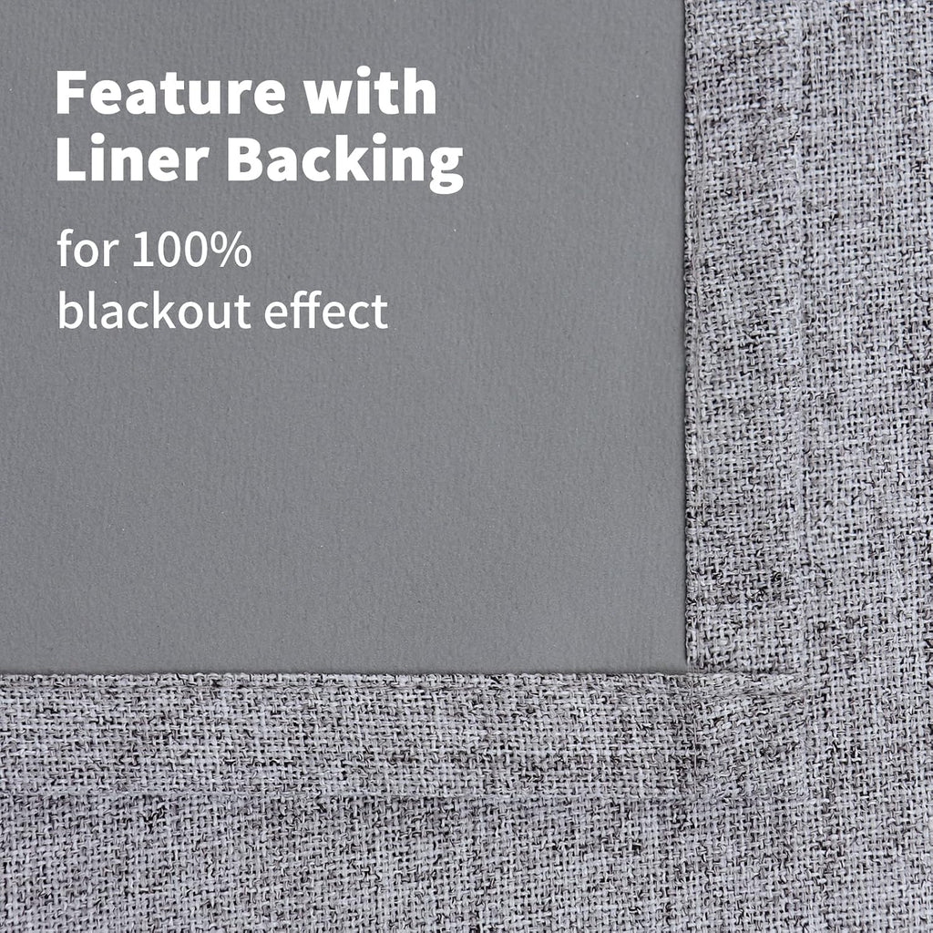 YoungsTex Grey Linen Blackout Curtains 48 Inch Length for Bedroom, Short Window Drapes Full Room Darkening with Grommet Thermal Insulated f…