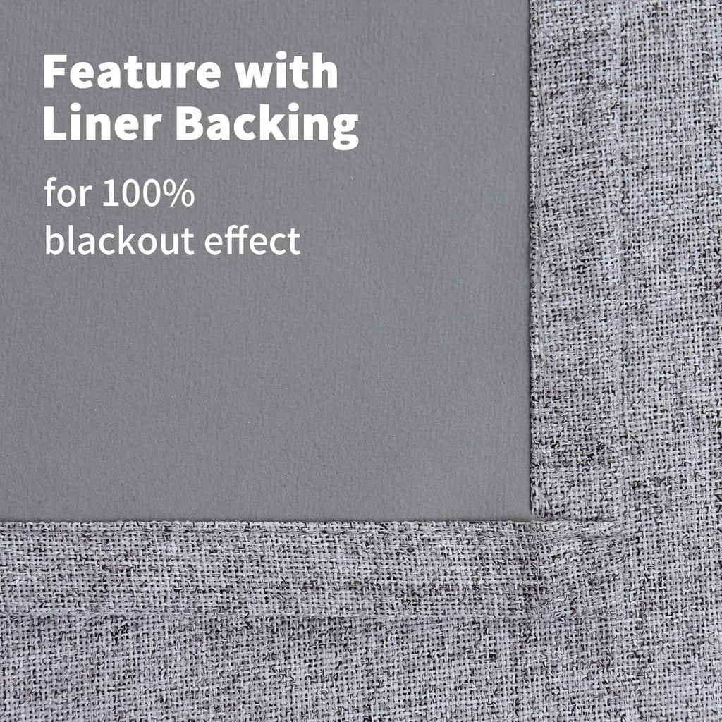YoungsTex Grey Linen Blackout Curtains 63 Inch Length for Bedroom, Thermal Insulated Light Blocking Drapes with Grommet Room Darkening for…