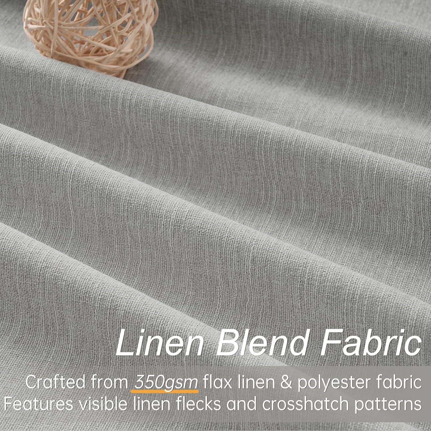 Topfinel Frost Grey Linen Curtains 84 Inches Long 2 Panels Set for Living Room Bedroom 100% Blackout Linen Texture Curtain Pinch Pleat Back…