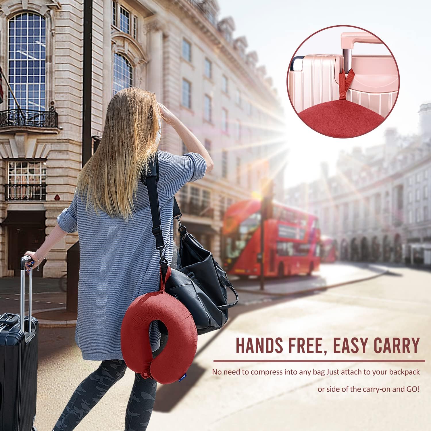 Fabuday Neck Pillows for Travel - Airplane Pillow for Long Flight with Attachable Snap Strap Washable Cover, Memory Foam Travel Rest Pillow…
