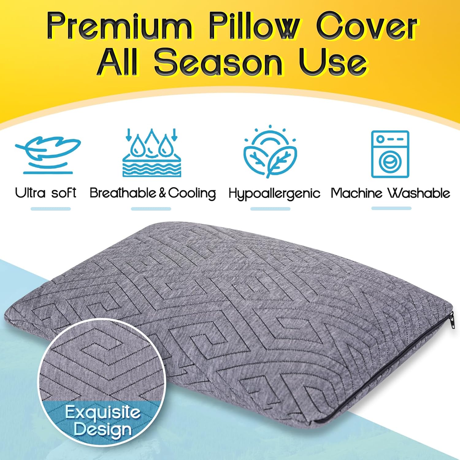 1 MIDDLE ONE Travel Pillow for Sleeping Camping, Memory Foam Small Pillow with Breathable Cover for Backpacking, Airplane, Car (17.5 x 12…