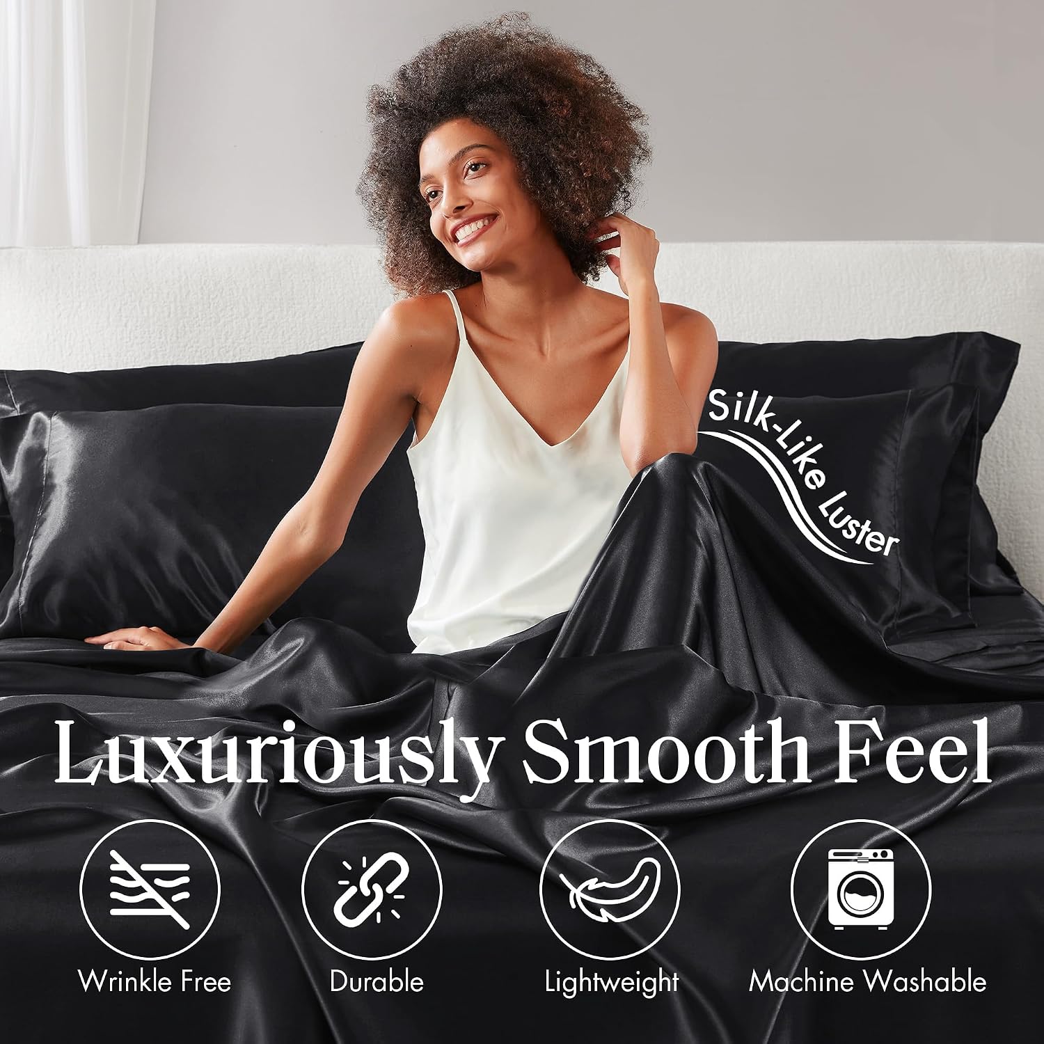 Madisonpark Madison Park Essentials Satin Sheet Set Luxury and Silky with Natural Sheen, Elastic 14" Pocket fits up to 16" Mattress, All Ar…